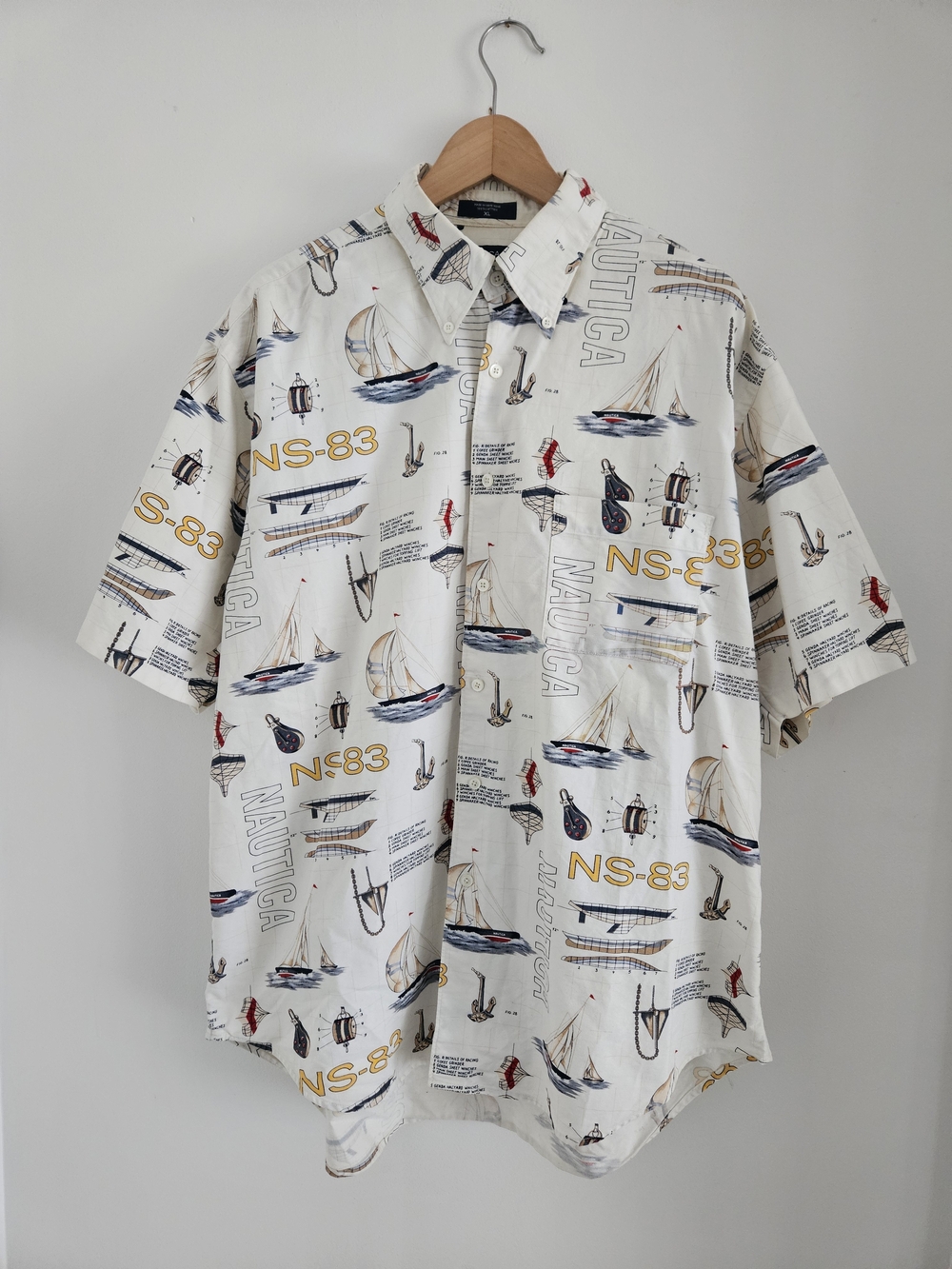Vinta Nautica NS-83 Button-Up Shirt Extra Large Short Sleeve Nautical 90s